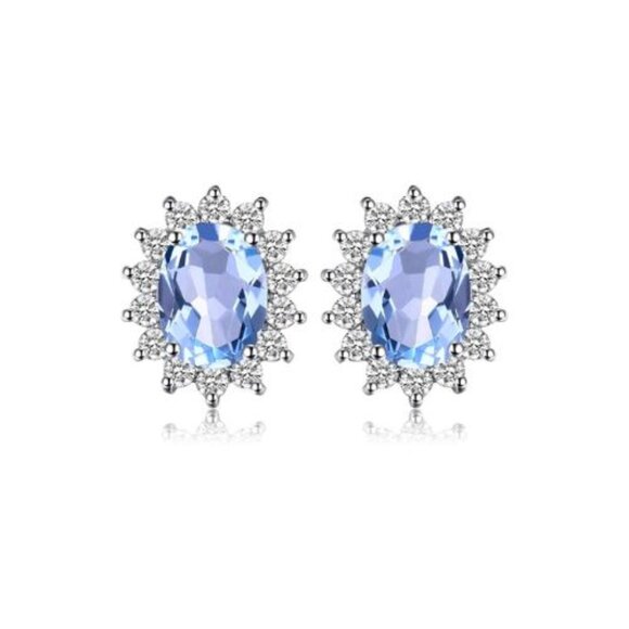 🩵 Sky Blue Topaz Earrings - 925 Sterling Silver 💋 - Picture 4 of 6